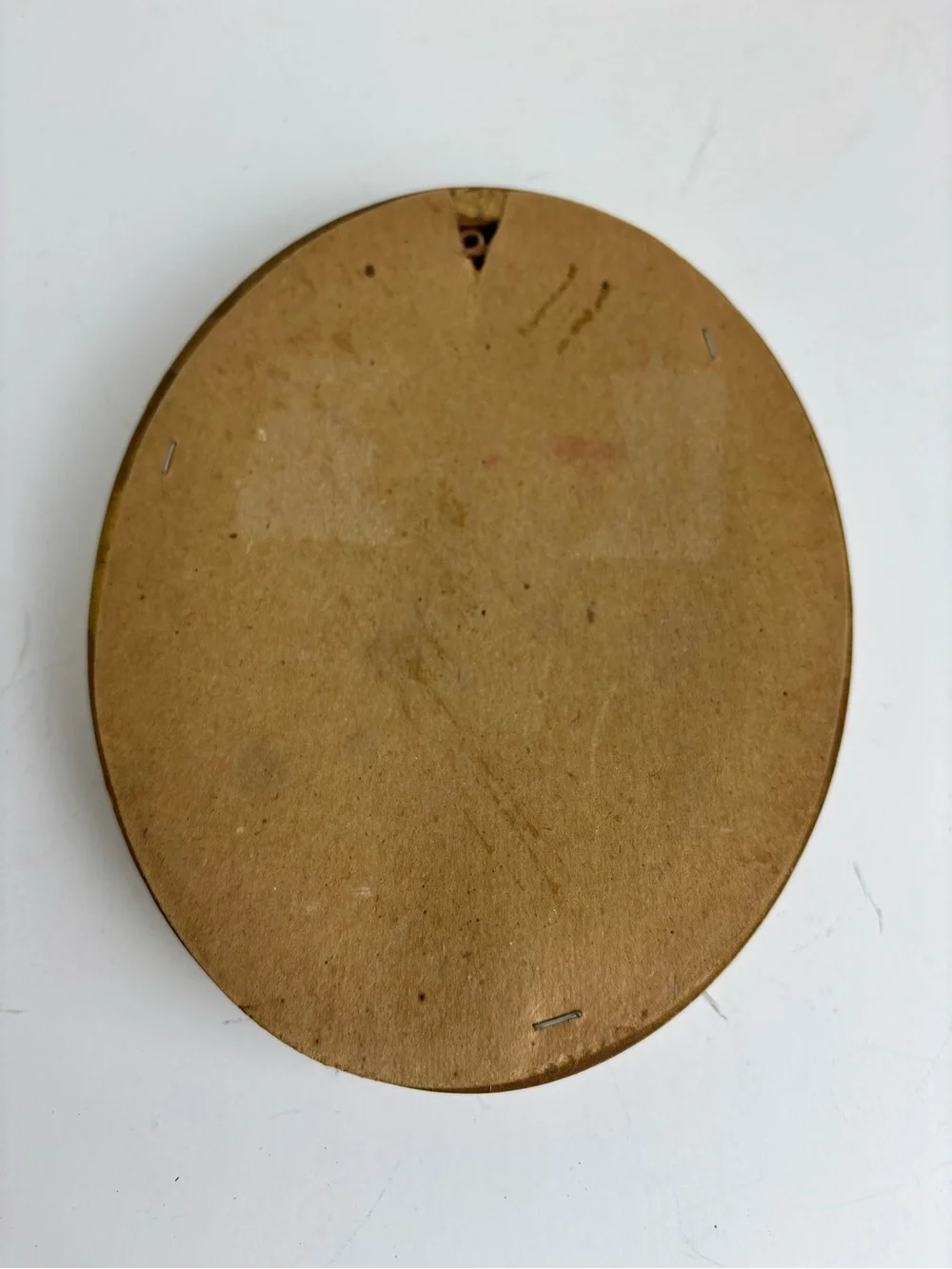 Small vintage oval wall mirror-gold /garnet red